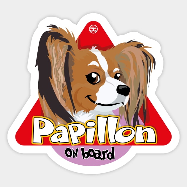 Papillon on Board - Sabre Sticker by DoggyGraphics